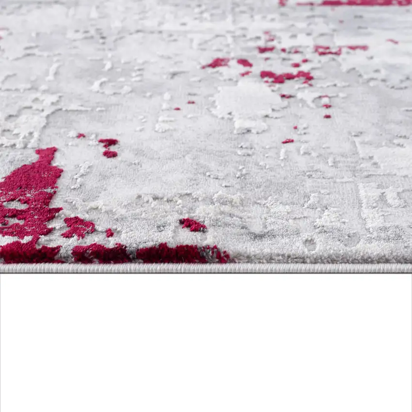 Red and Gray Modern Abstract Area Rug Photo 10