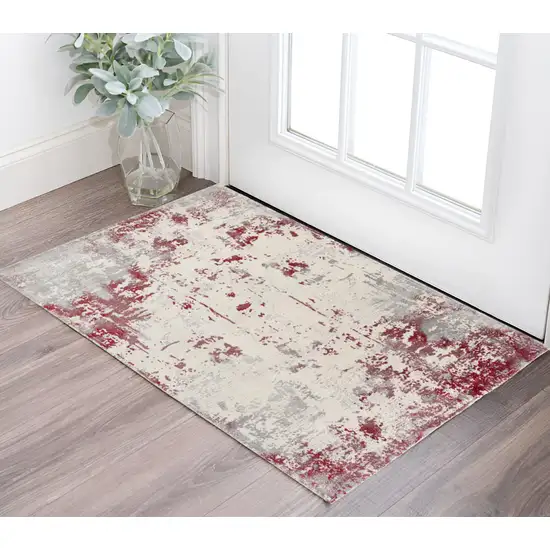 Red Abstract Dhurrie Area Rug Photo 1
