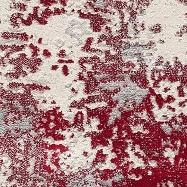 Red and Gray Modern Abstract Area Rug Photo 1