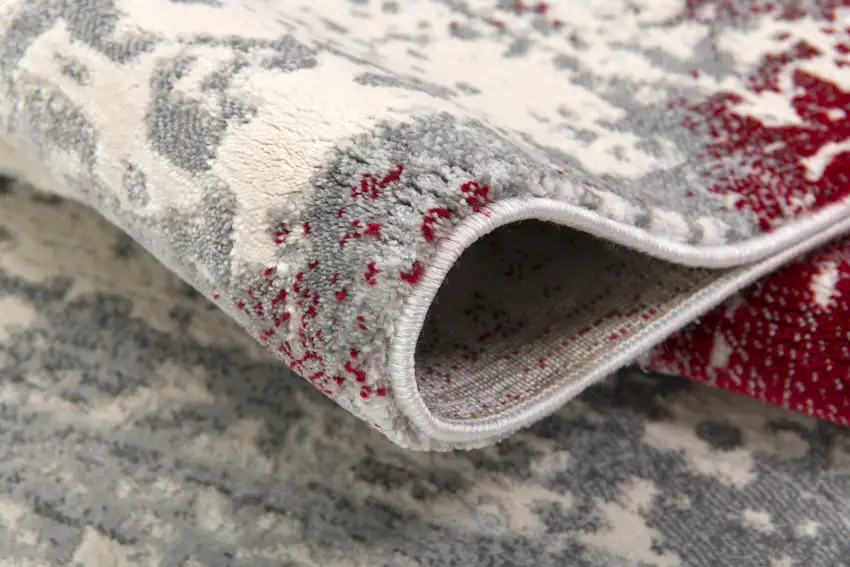 Red and Gray Modern Abstract Area Rug Photo 9