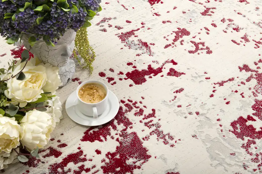 Red and Gray Modern Abstract Area Rug Photo 8