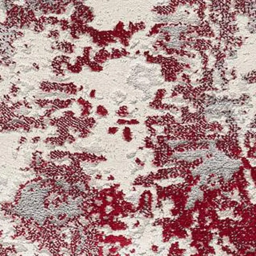 Red and Gray Modern Abstract Area Rug Photo 1