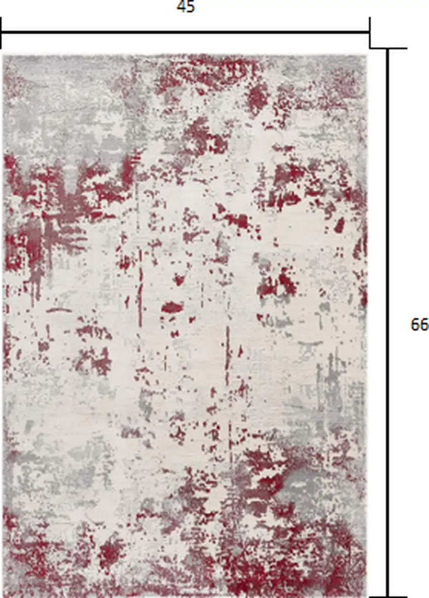 Red and Gray Modern Abstract Area Rug Photo 2