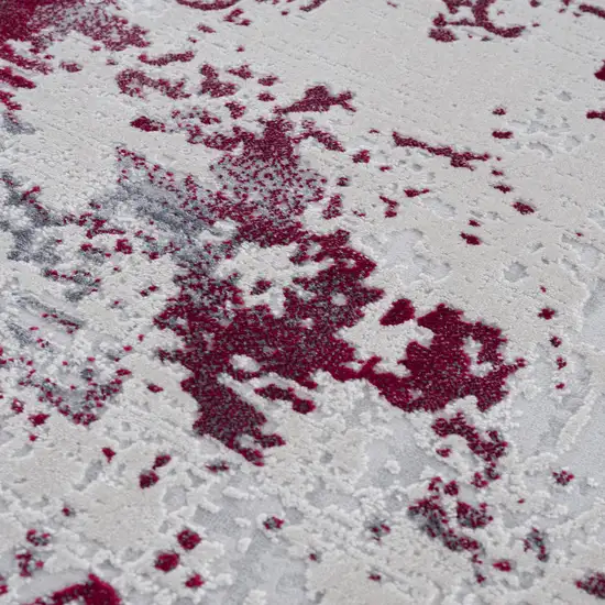 Ivory Red and Gray Abstract Area Rug Photo 9