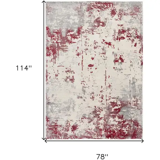 Ivory Red and Gray Abstract Area Rug Photo 8