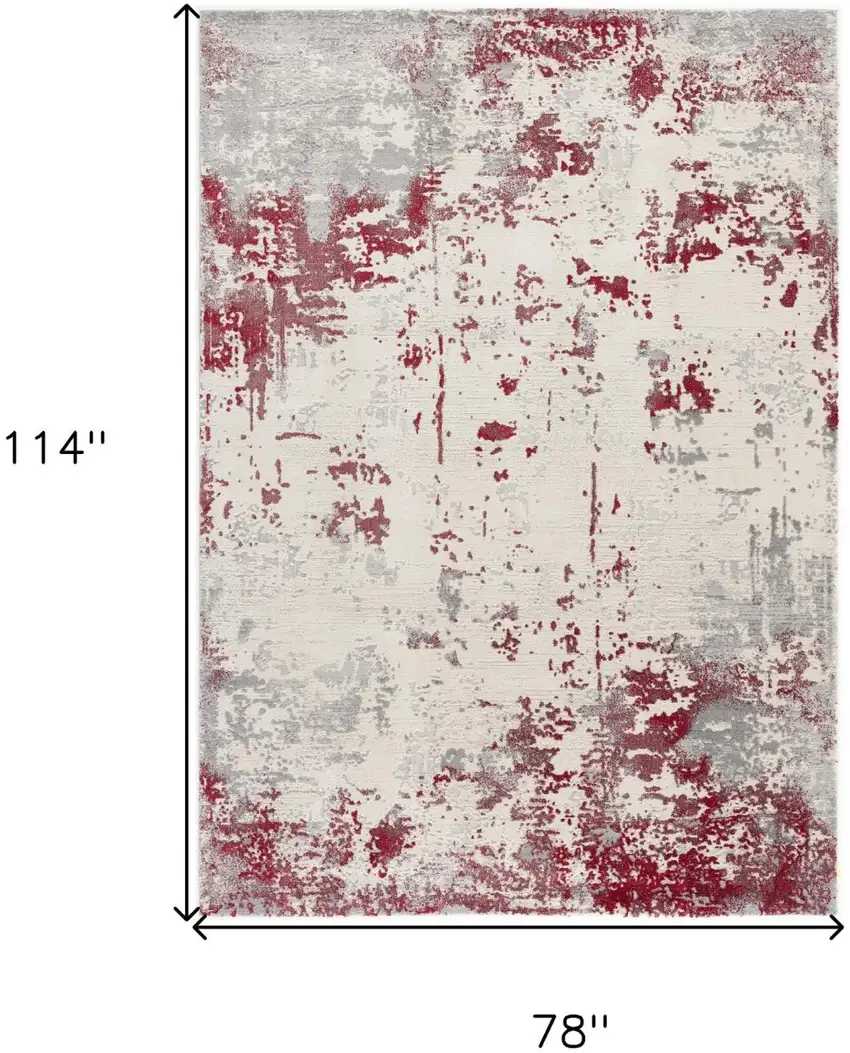 Ivory Red and Gray Abstract Area Rug Photo 8