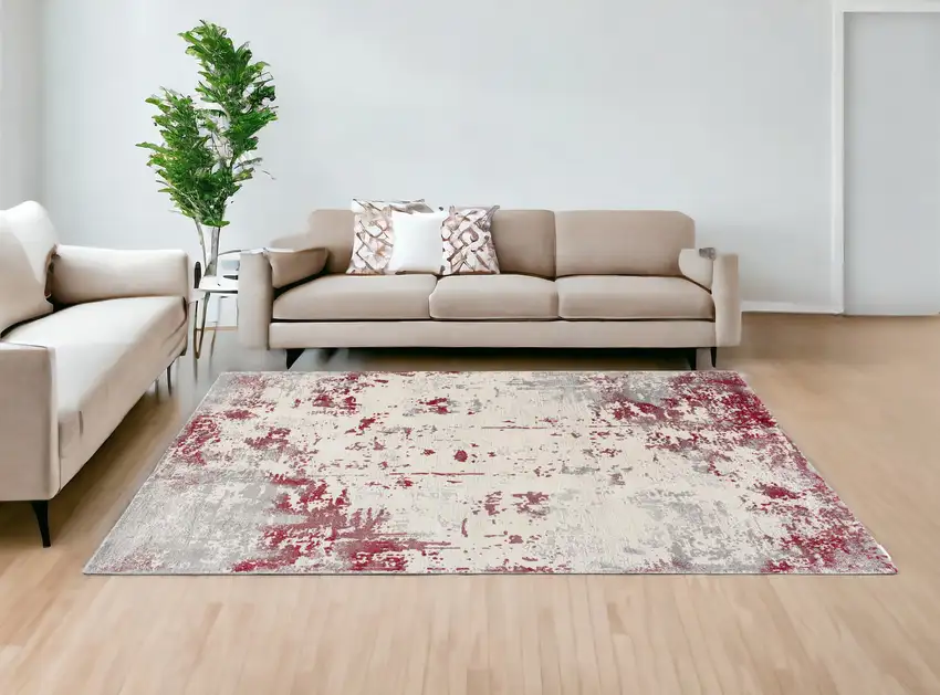 Red Abstract Dhurrie Area Rug Photo 1