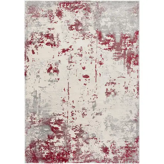 Red And Gray Abstract Shag Area Rug Photo 4