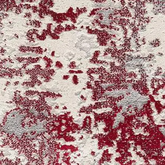 Red And Gray Abstract Shag Area Rug Photo 7