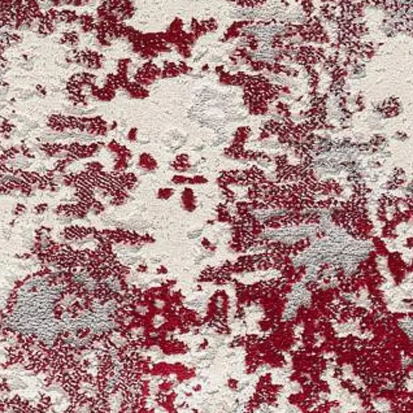 Red And Gray Abstract Shag Area Rug Photo 7