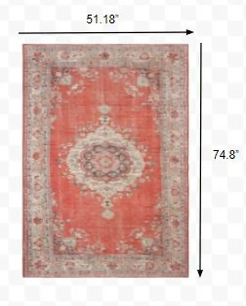 Red and Gray Oriental Area Rug Photo 2