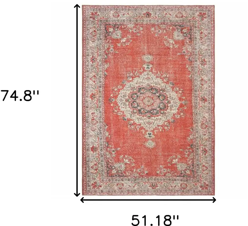 Red And Gray Oriental Area Rug Photo 3