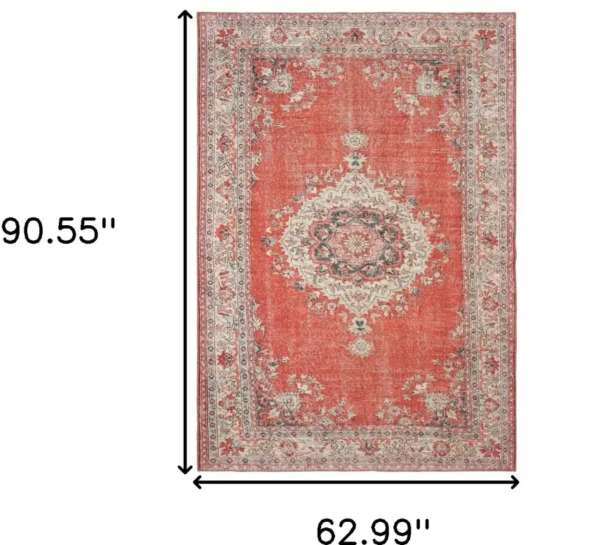 Red and Gray Oriental Area Rug Photo 6
