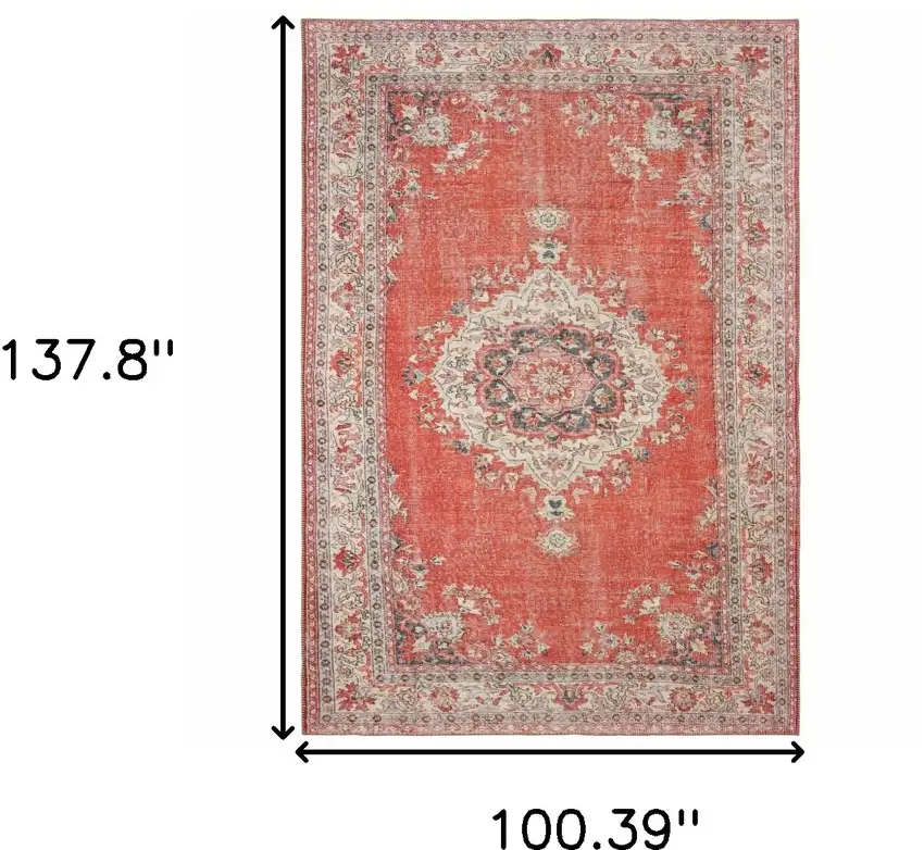 Red and Gray Oriental Area Rug Photo 6