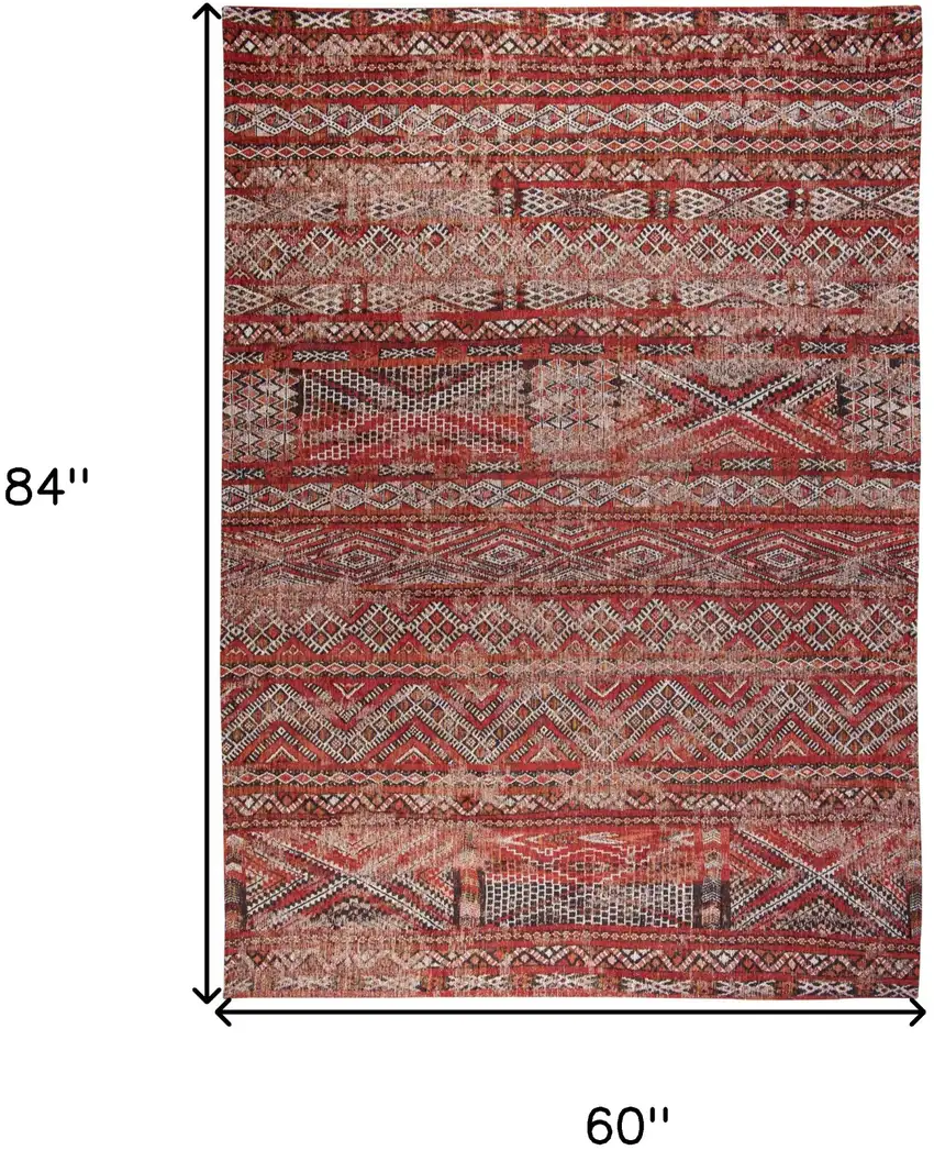 Red and Gray Oriental Non Skid Area Rug Photo 3
