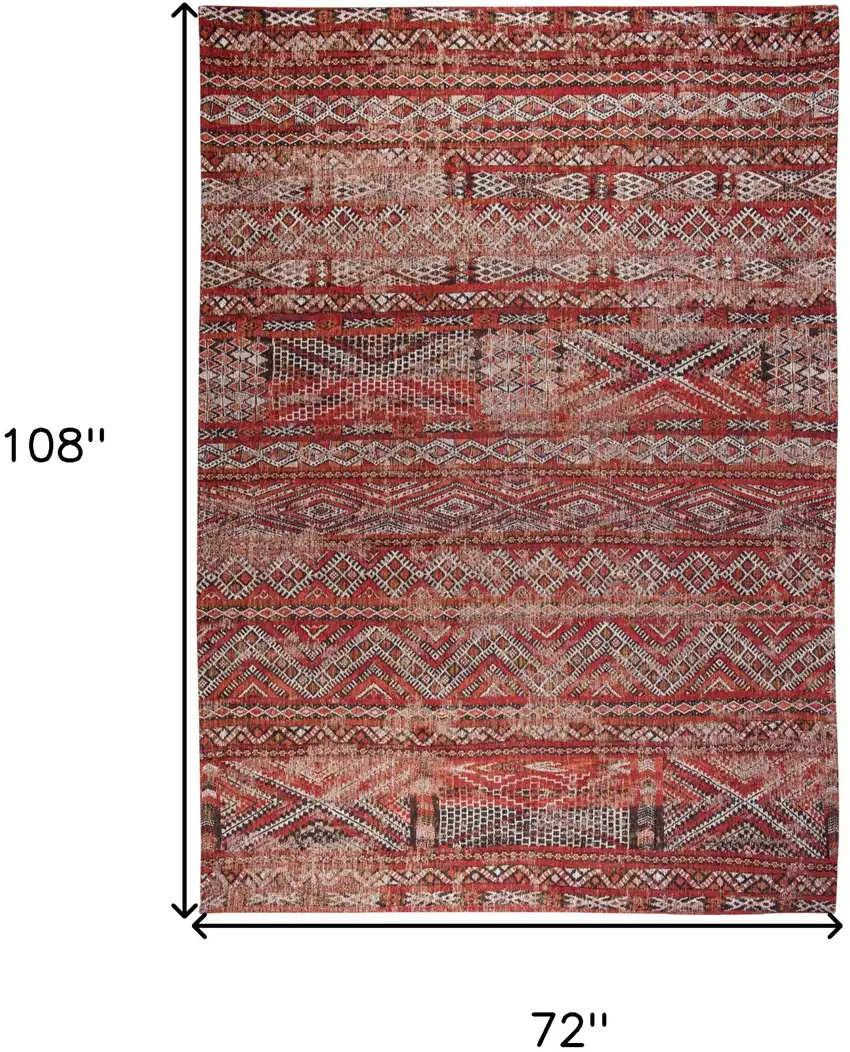 Red and Gray Oriental Non Skid Area Rug Photo 3