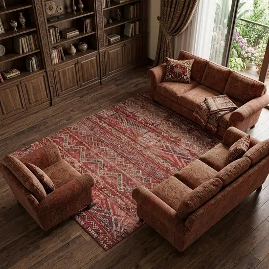 Red and Gray Oriental Non Skid Area Rug Photo 1