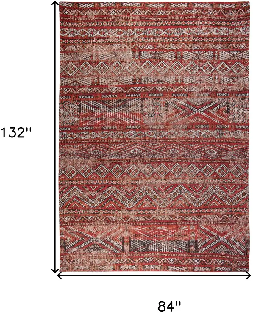 Red and Gray Oriental Non Skid Area Rug Photo 3