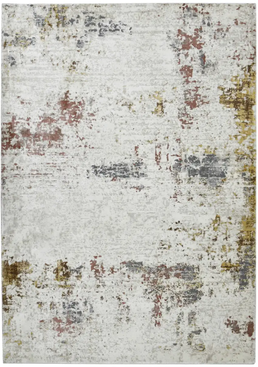 Red and Ivory Abstract Power Loom Area Rug Photo 1