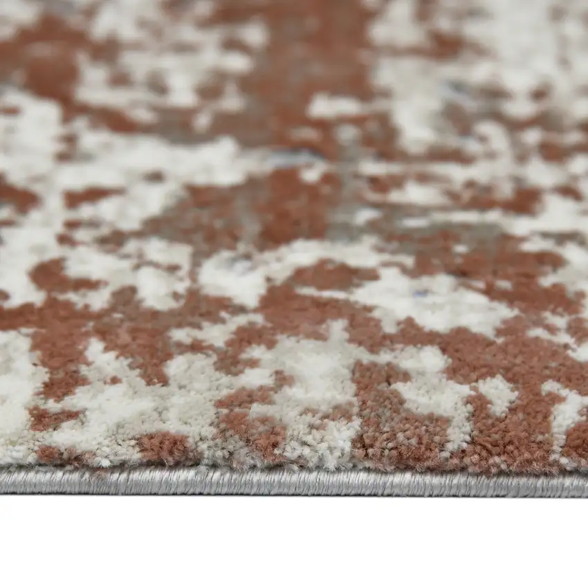 Red and Ivory Abstract Power Loom Area Rug Photo 3