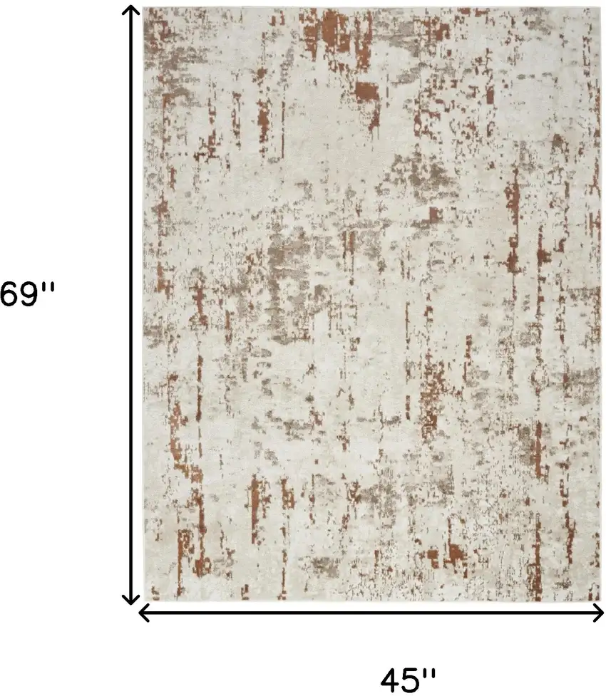 Red and Ivory Abstract Power Loom Area Rug Photo 3