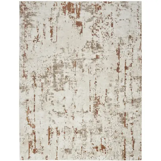 Red and Ivory Abstract Power Loom Area Rug Photo 3