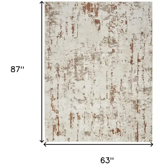 Red and Ivory Abstract Power Loom Area Rug Photo 4