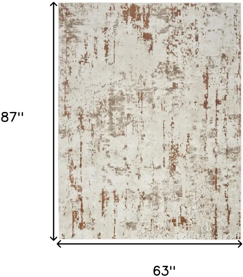 Red and Ivory Abstract Power Loom Area Rug Photo 4