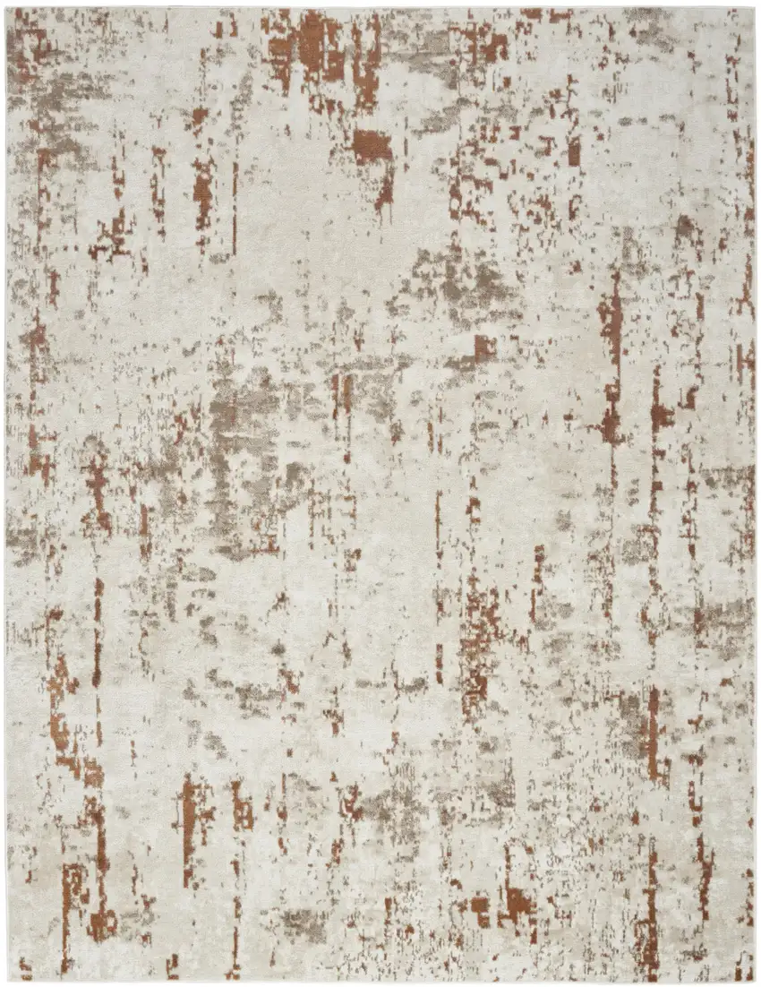 Red and Ivory Abstract Power Loom Area Rug Photo 1