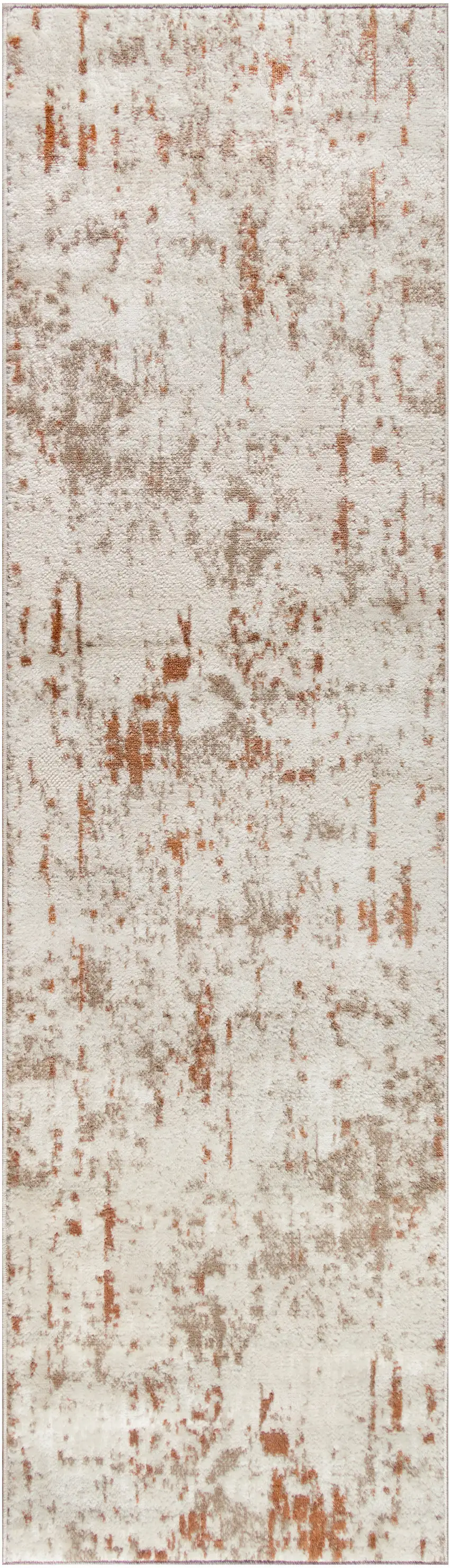 Red and Ivory Abstract Power Loom Runner Rug Photo 2