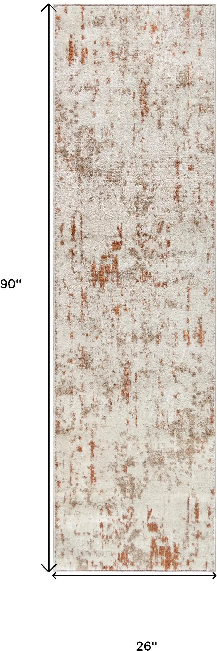 Red and Ivory Abstract Power Loom Runner Rug Photo 3