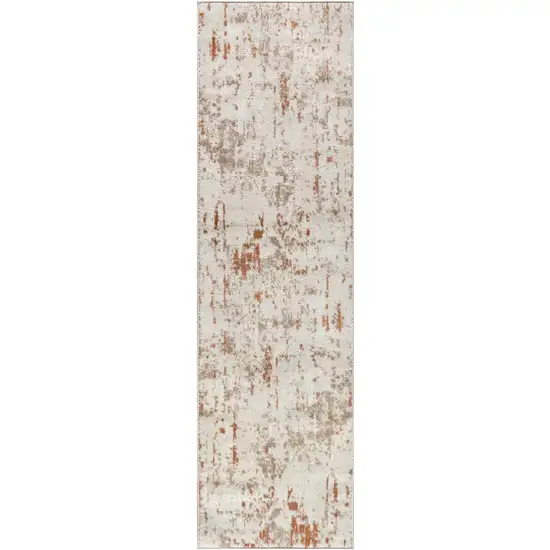 8' Red And Ivory Abstract Runner Rug Photo 9