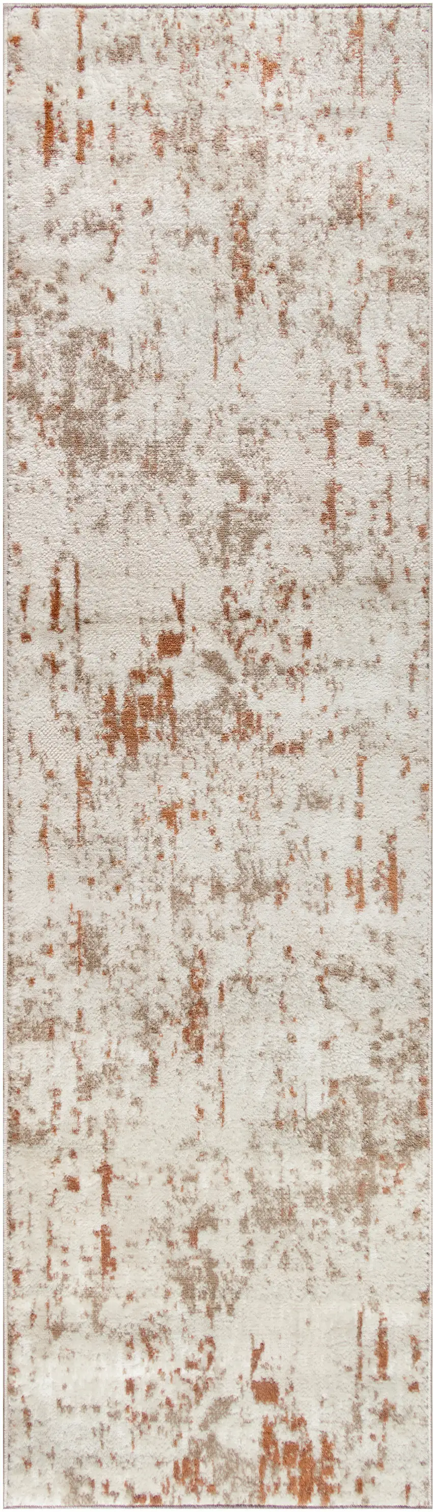 8' Red And Ivory Abstract Runner Rug Photo 9