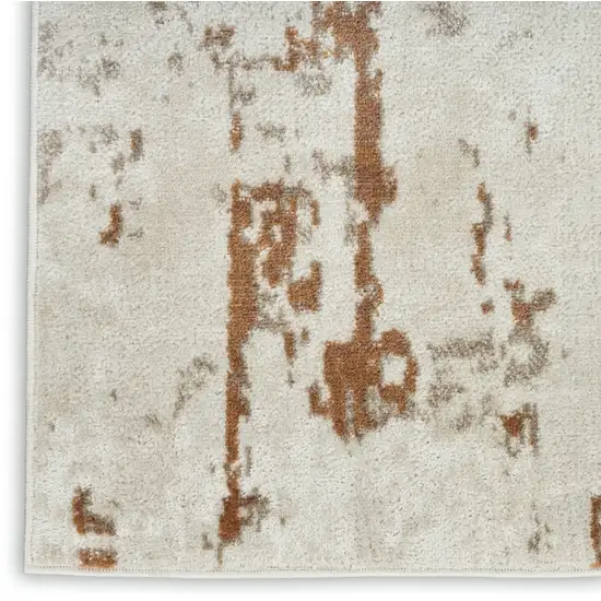 8' Red And Ivory Abstract Runner Rug Photo 8