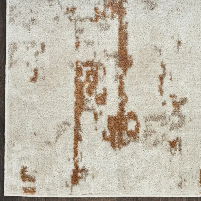 Red and Ivory Abstract Power Loom Runner Rug Photo 8