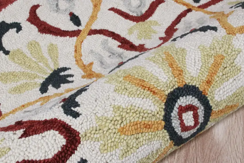 Red and Ivory Floral Filigree Area Rug Photo 6
