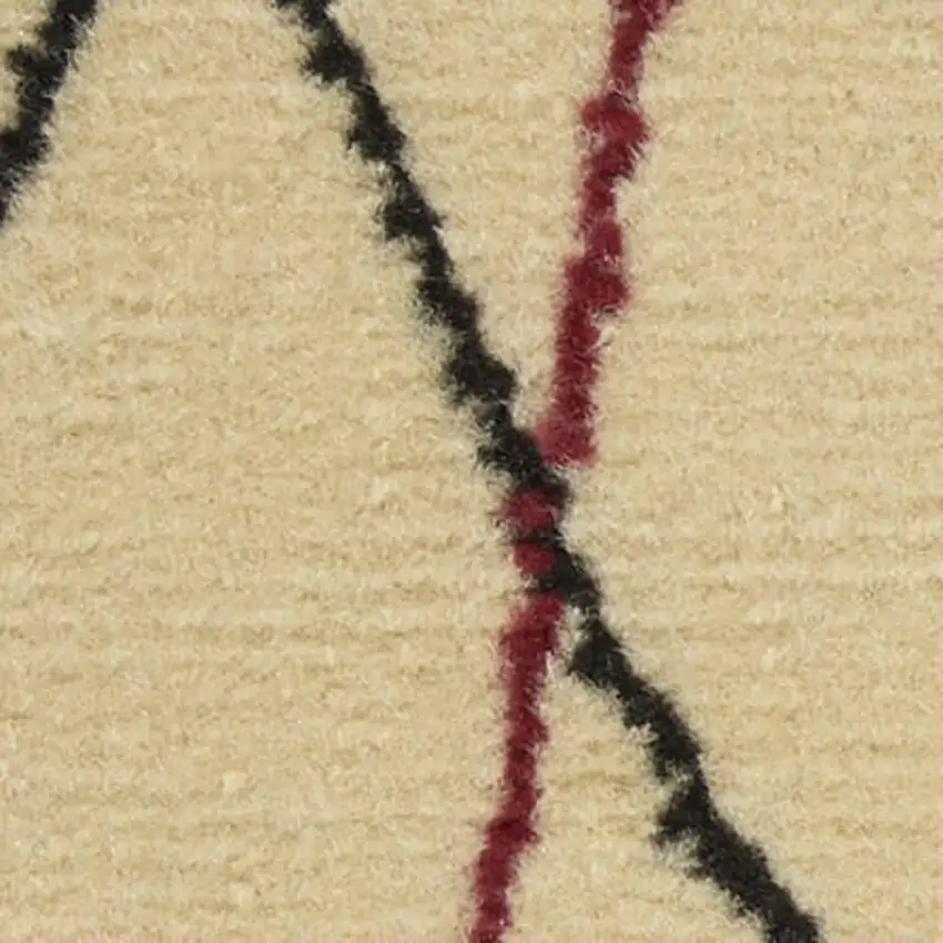 Red and Ivory Floral Power Loom Area Rug Photo 1