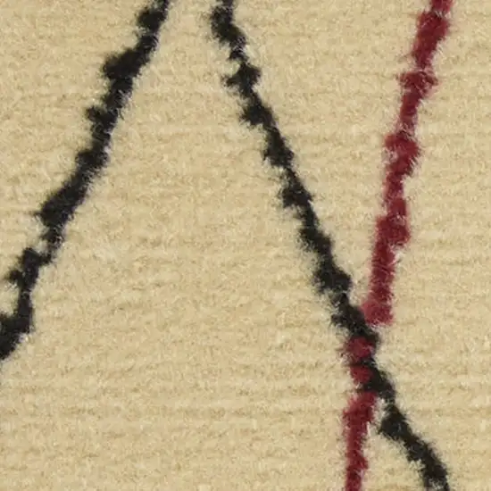 Red and Ivory Floral Power Loom Area Rug Photo 1