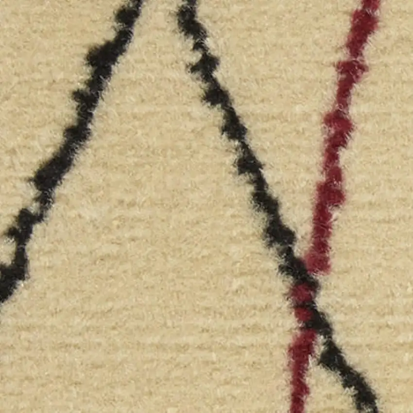 Red and Ivory Floral Power Loom Area Rug Photo 1