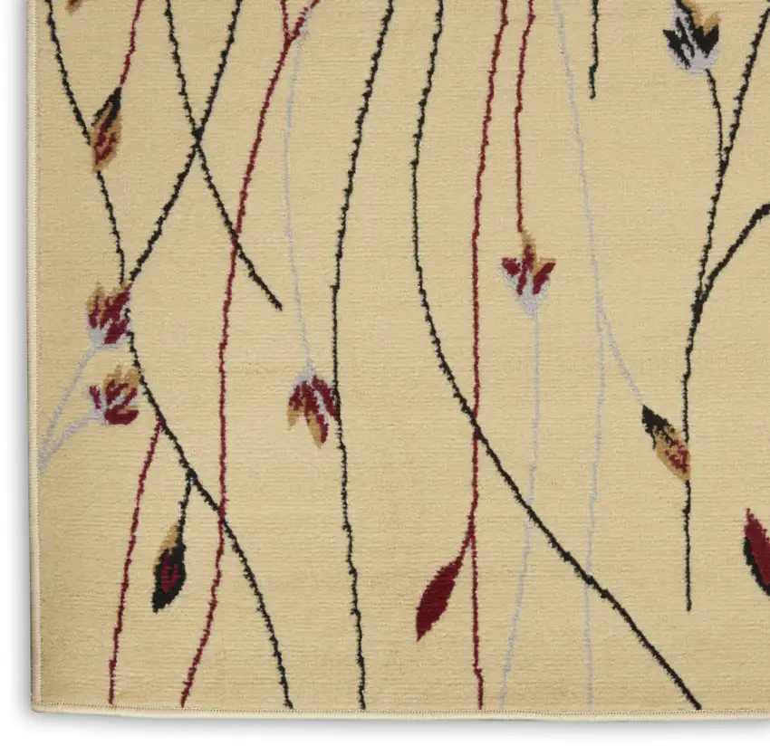 Red and Ivory Floral Power Loom Area Rug Photo 9