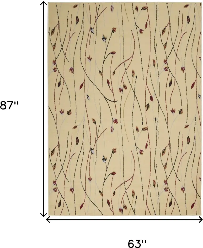 Red and Ivory Floral Power Loom Area Rug Photo 3