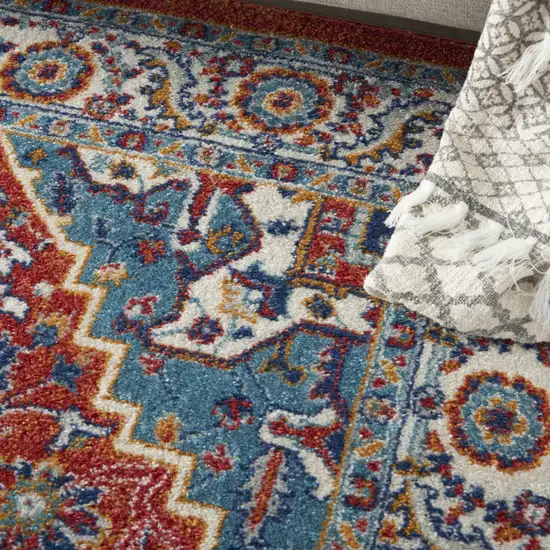 Red And Ivory Power Loom Area Rug Photo 8
