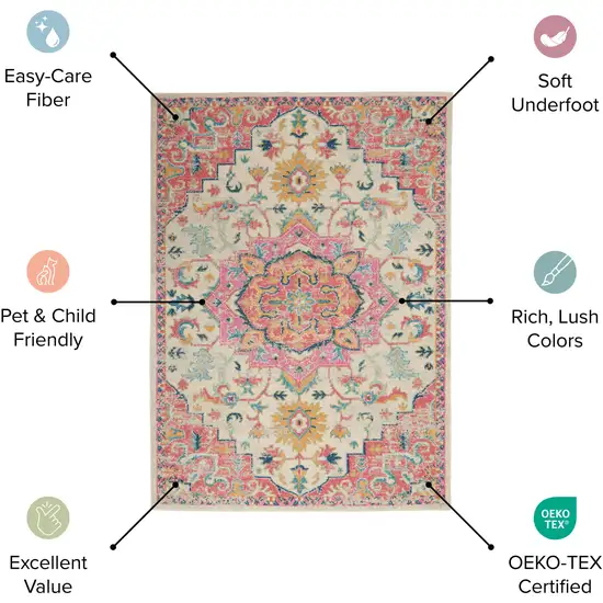 Red And Ivory Power Loom Area Rug Photo 9