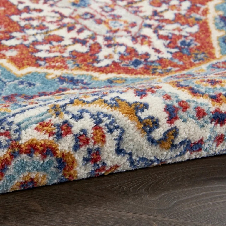 Red and Ivory Medallion Area Rug Photo 3