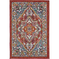 Photo of Red and Ivory Medallion Scatter Rug