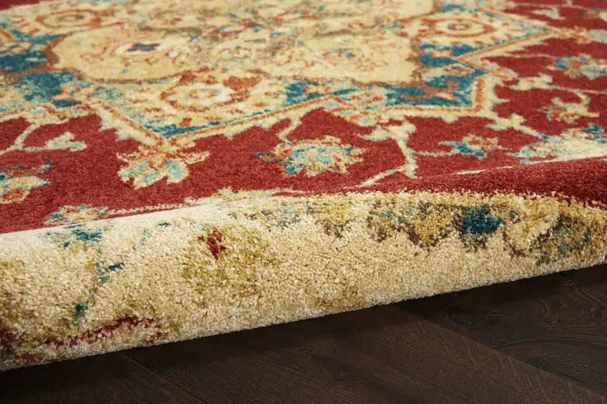Red and Ivory Oriental Power Loom Area Rug Photo 5