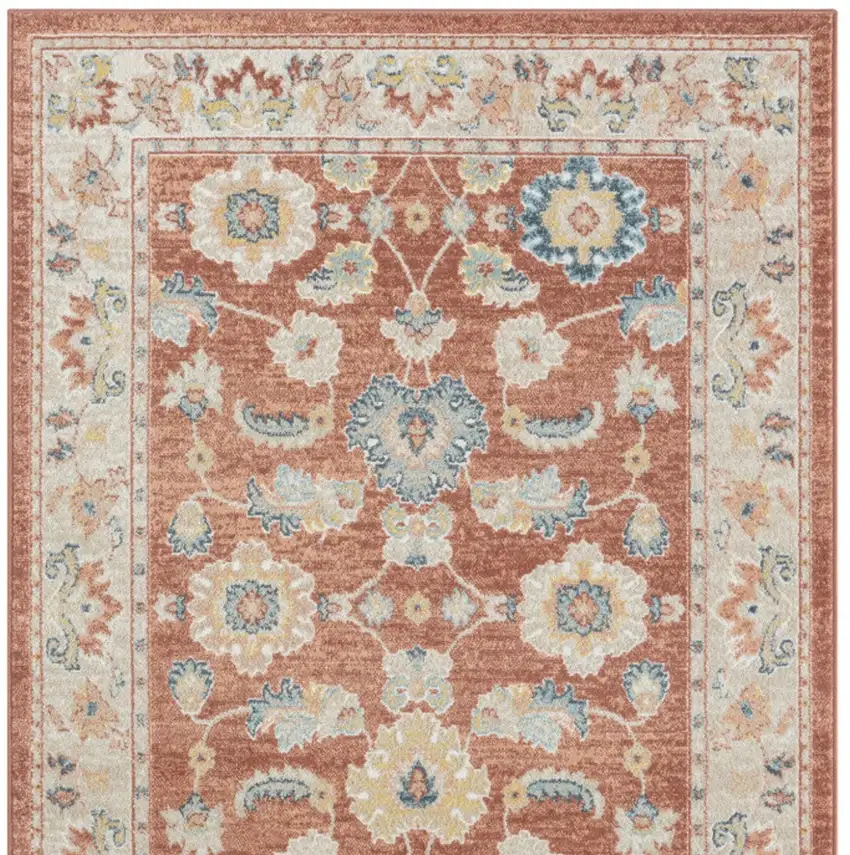 Red and Ivory Oriental Power Loom Area Rug Photo 6