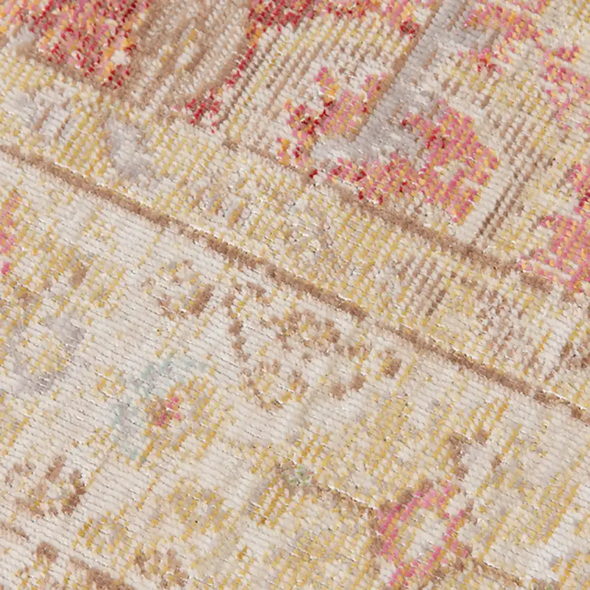 Red and Ivory Oriental Power Loom Distressed Area Rug Photo 8