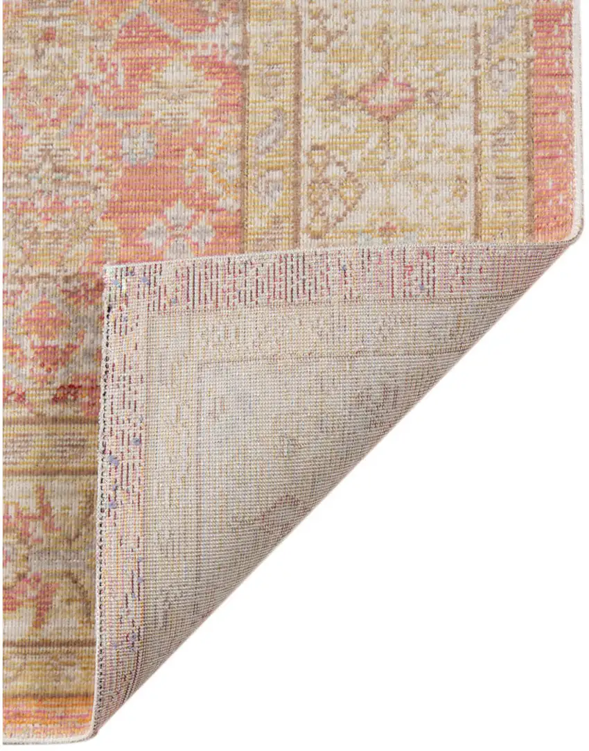 Red and Ivory Oriental Power Loom Distressed Area Rug Photo 3