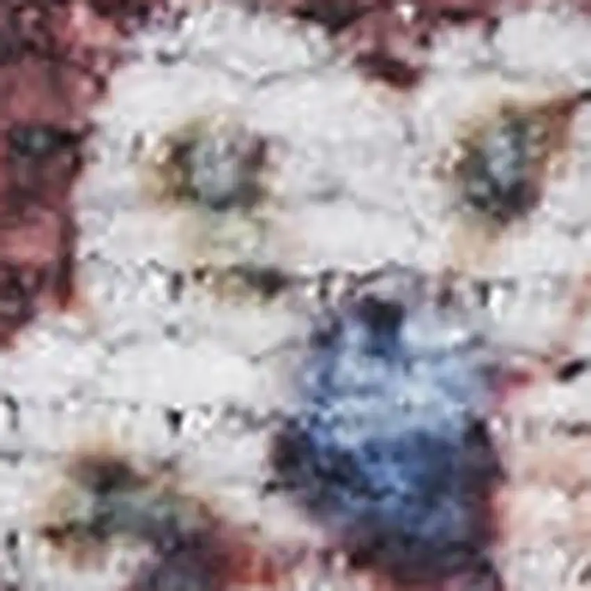 5' X 7' Red and Ivory Oriental Power Loom Distressed Washable Non Skid Area Rug Photo 3